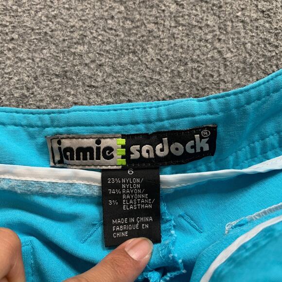 Jamie Sadock Shorts Women 6 Bright Blue Clam Diggers Retro Golf Zip Pocket *READ - Picture 6 of 9
